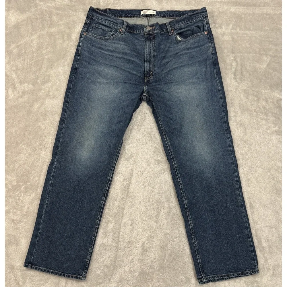 Levi Strauss Signature Jeans Mens 40x32 Blue Relaxed Straight Whiskered Workwear